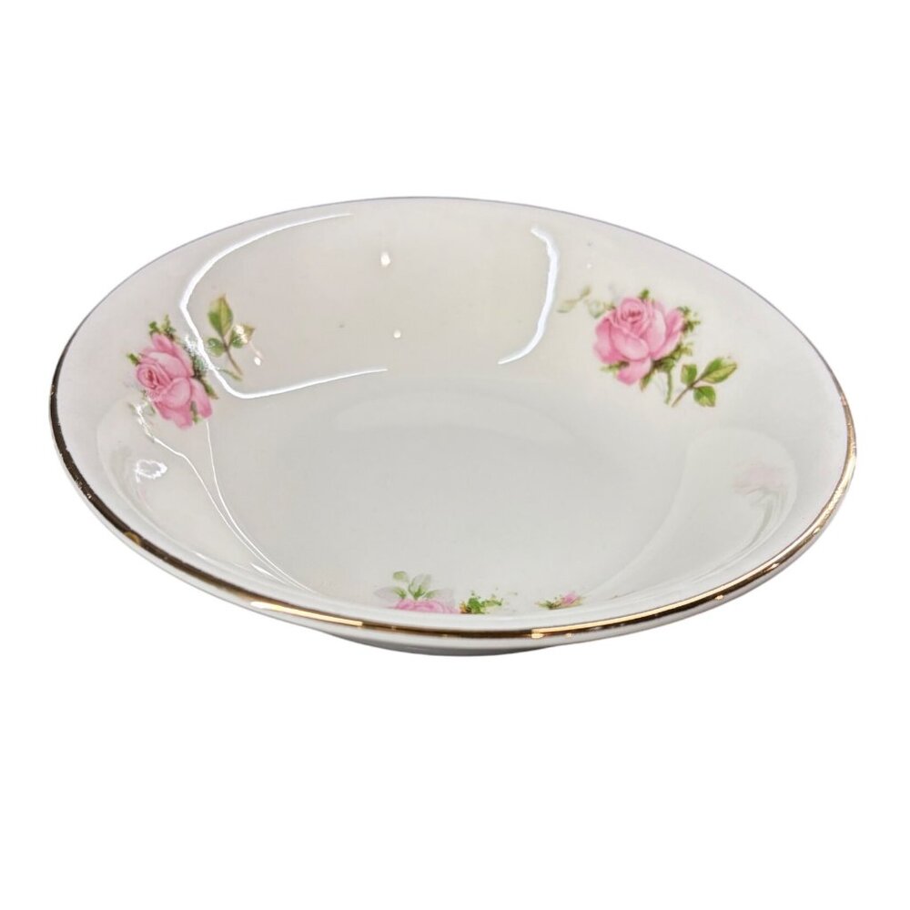 Vintage Royal Wilton 22K Gold Trim 5" Pink Rose Floral Bowl